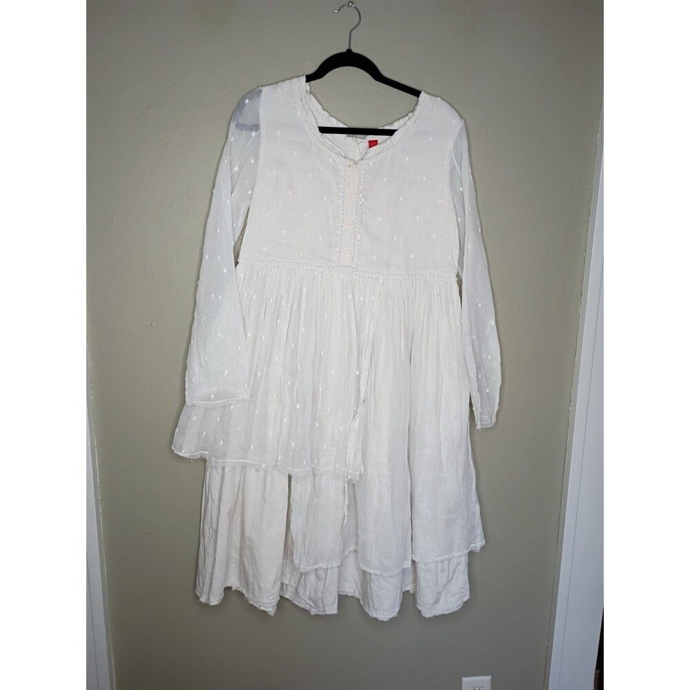 EWA I WALLA Women's White Prairie Dress Long Sleeve Lagenloch Bridal Lace Modest
